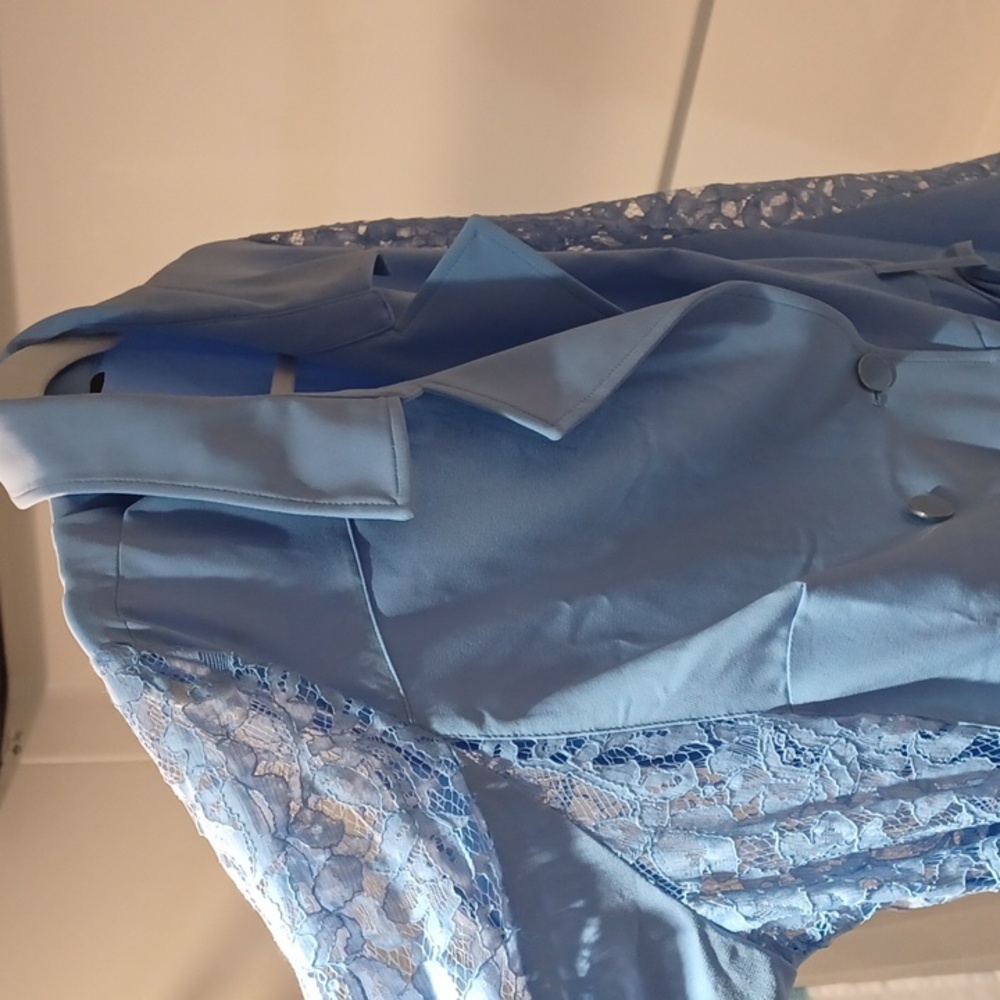 Lane Bryant Light Blue Lace Sleeve Jacket